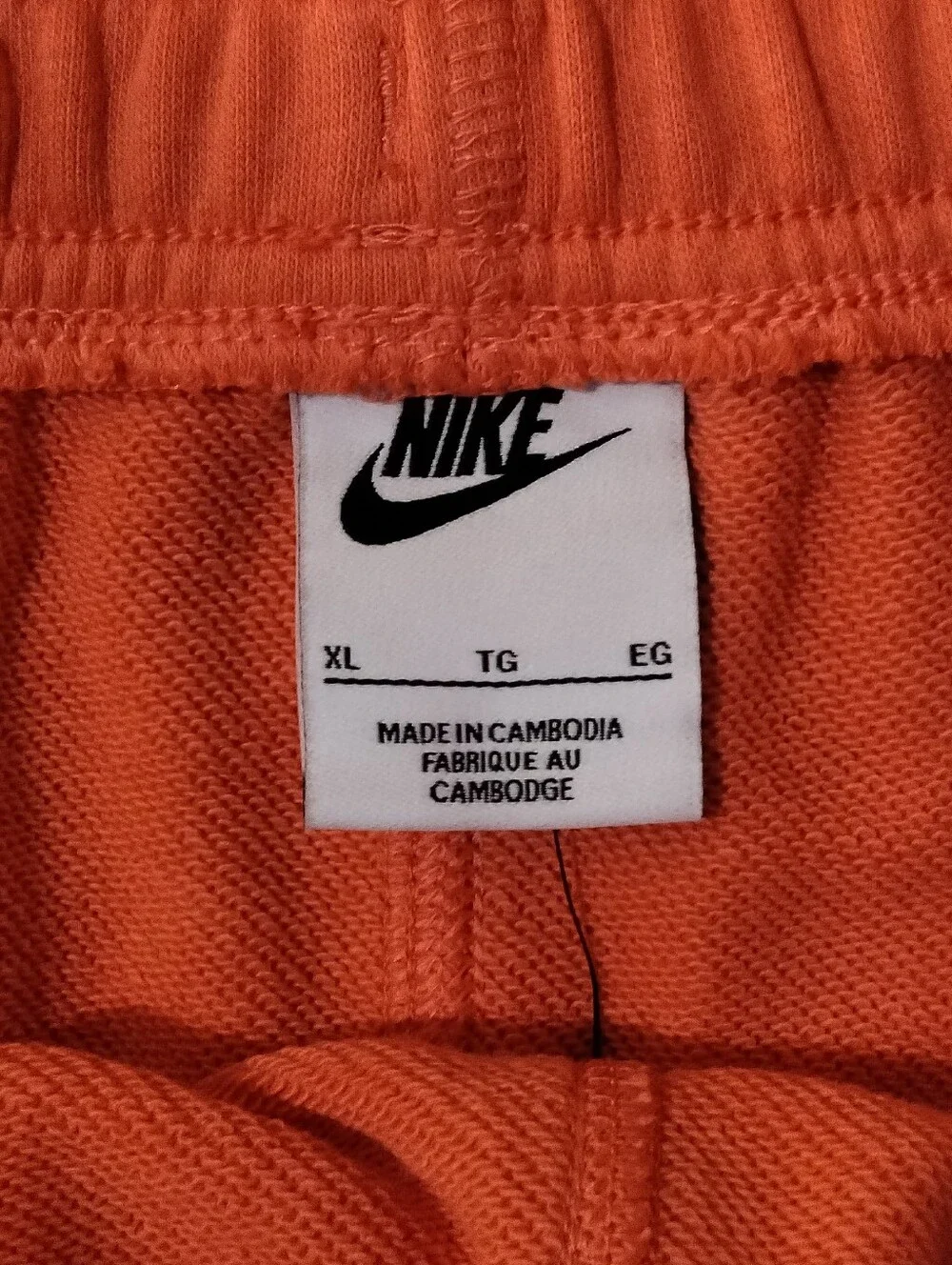 Nike Club French Terry Flow Cloth Shorts Orange Swoosh Logo Men's XLarge NWT